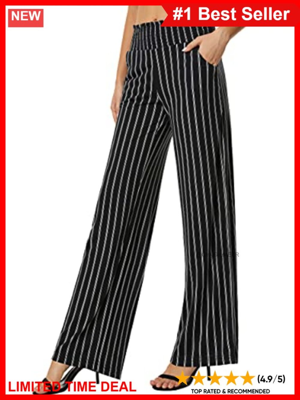Boho Wide Leg Palazzo Pants Elastic High Waist Pull On Lounge Beach